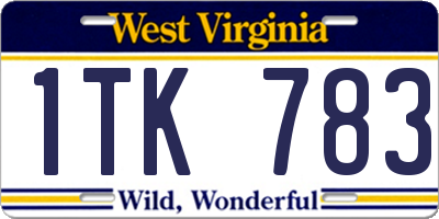 WV license plate 1TK783