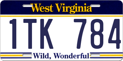 WV license plate 1TK784