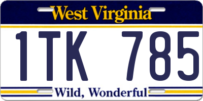 WV license plate 1TK785
