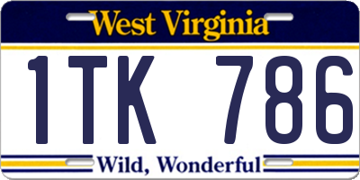 WV license plate 1TK786