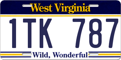 WV license plate 1TK787