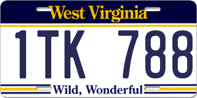 WV license plate 1TK788