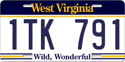 WV license plate 1TK791
