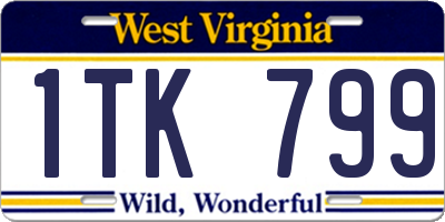 WV license plate 1TK799