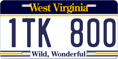 WV license plate 1TK800
