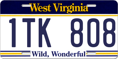 WV license plate 1TK808