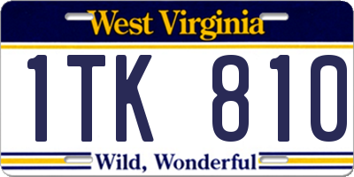 WV license plate 1TK810