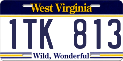 WV license plate 1TK813