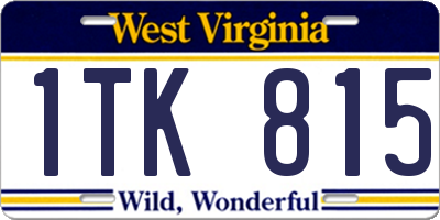 WV license plate 1TK815