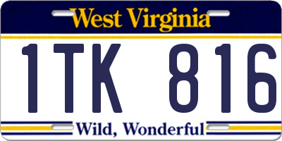 WV license plate 1TK816