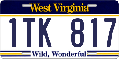 WV license plate 1TK817