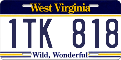 WV license plate 1TK818