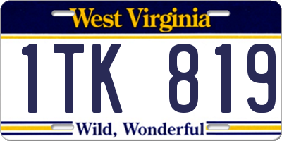 WV license plate 1TK819