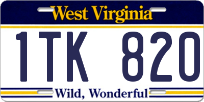 WV license plate 1TK820