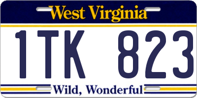 WV license plate 1TK823
