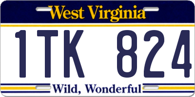WV license plate 1TK824