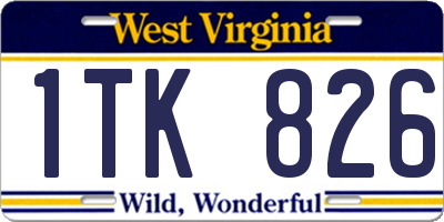 WV license plate 1TK826