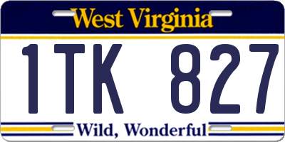 WV license plate 1TK827