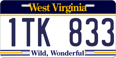 WV license plate 1TK833