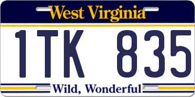 WV license plate 1TK835