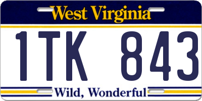 WV license plate 1TK843