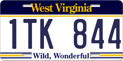 WV license plate 1TK844