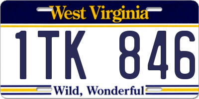 WV license plate 1TK846