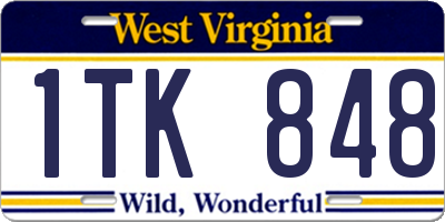 WV license plate 1TK848