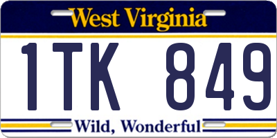 WV license plate 1TK849