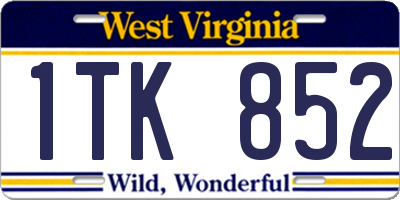 WV license plate 1TK852