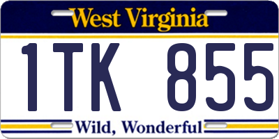 WV license plate 1TK855