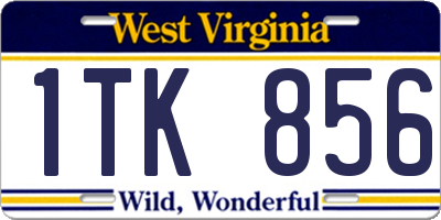 WV license plate 1TK856