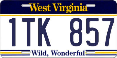 WV license plate 1TK857