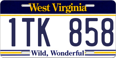 WV license plate 1TK858