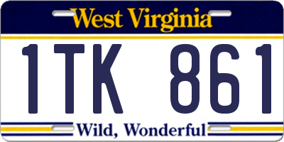 WV license plate 1TK861