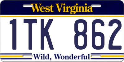 WV license plate 1TK862