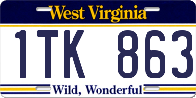 WV license plate 1TK863