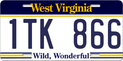 WV license plate 1TK866