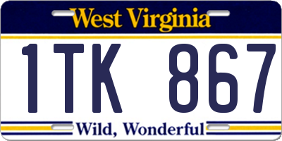 WV license plate 1TK867