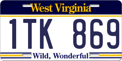 WV license plate 1TK869