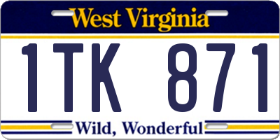 WV license plate 1TK871