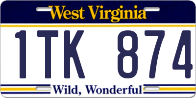 WV license plate 1TK874