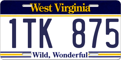 WV license plate 1TK875