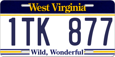 WV license plate 1TK877