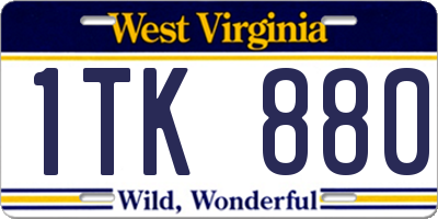 WV license plate 1TK880