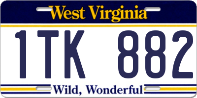 WV license plate 1TK882