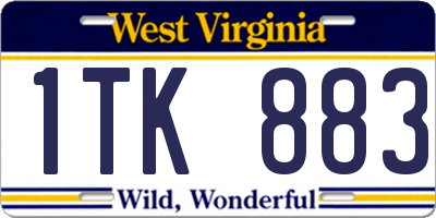 WV license plate 1TK883