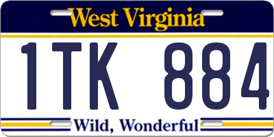 WV license plate 1TK884
