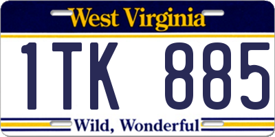 WV license plate 1TK885