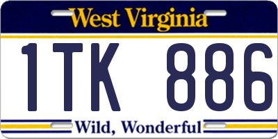WV license plate 1TK886
